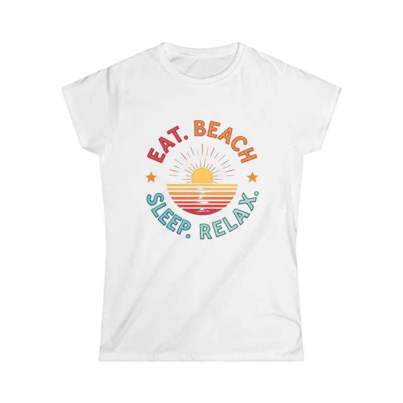 Women Summer Vibes Eat Beach Sleep Relax Softstyle Tee - Ocean State Styles