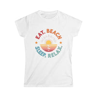 Women Summer Vibes Eat Beach Sleep Relax Softstyle Tee - Ocean State Styles
