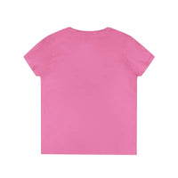 Women V Neck Love Tee Casual Style in Pink Gray Salmon - Ocean State Styles
