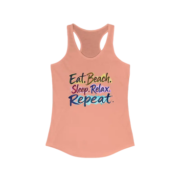 Peach-colored Womens Beach Vibes Racerback Tank Top for stylish summer wear