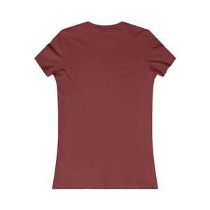 Women’s fitted short-sleeve floral print T-shirt in rich dark red maroon color