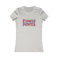 Light gray short-sleeved Women’s Floral Flower Power Print T Shirt with colorful floral design