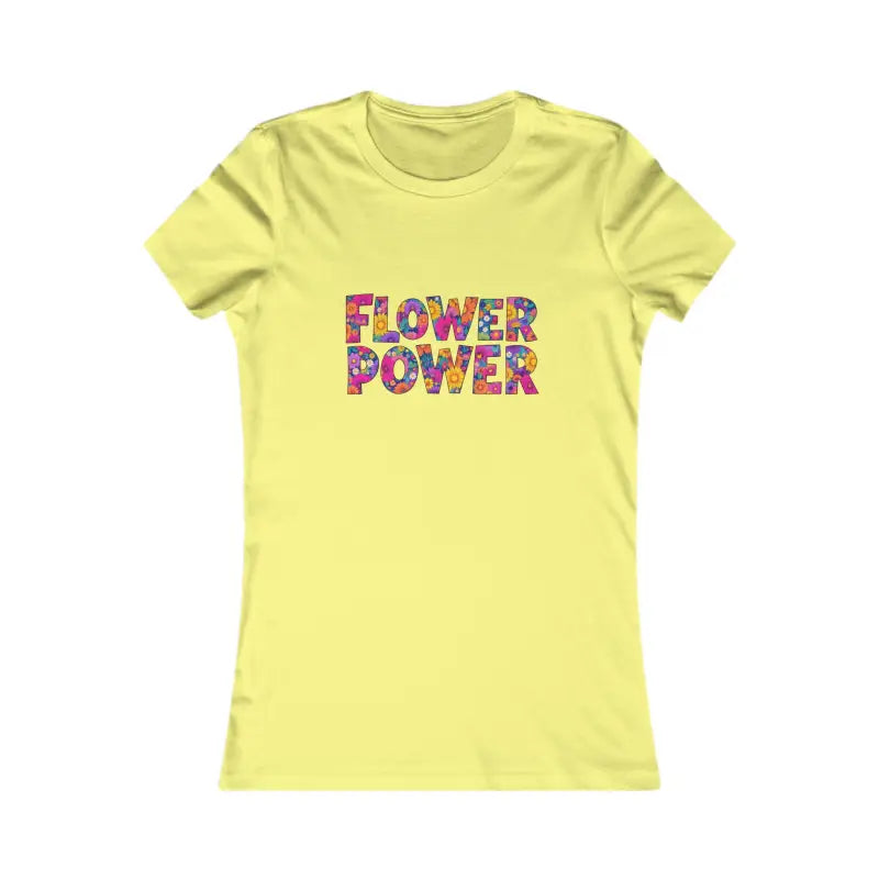 Yellow short-sleeved T-shirt with Flower Power floral print for Women