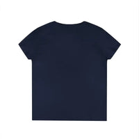 Dark blue short-sleeved crew neck T-shirt from Women’s V Neck Flower Power collection