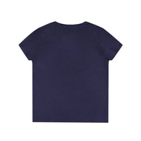 Dark blue short-sleeved V neck T shirt with floral design for Women’s Flower Power collection