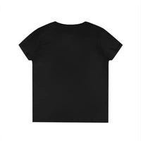 Plain black short-sleeved V Neck T Shirt displayed in Women’s Flower Power T Shirt product