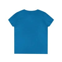 Plain blue short-sleeved T-shirt displayed in Women’s V Neck Flower Power T Shirt product image