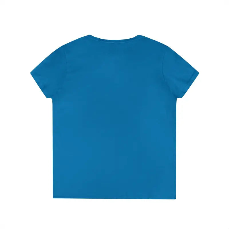Plain blue short-sleeved T-shirt displayed in Women’s V Neck Flower Power T Shirt product image