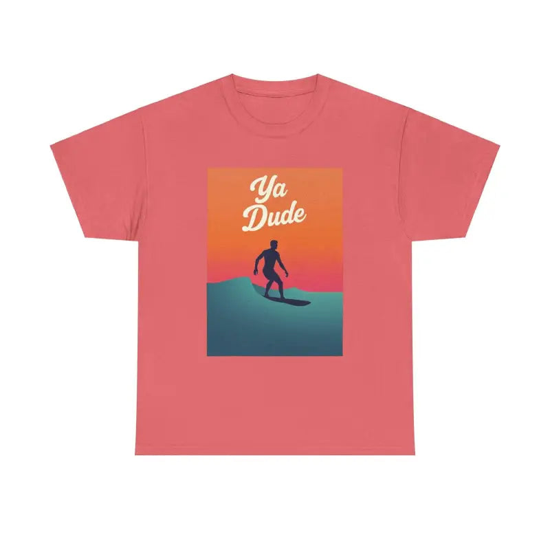 Ya Dude Surfing Tee in Brown Gray and Salmon for Beach Lovers - Ocean State Styles