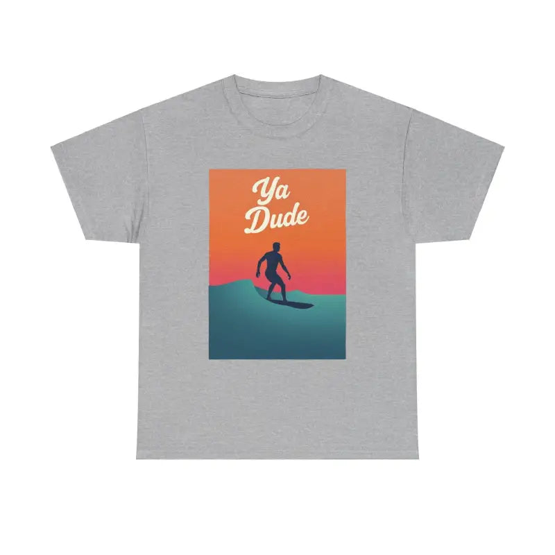 Ya Dude Surfing Tee in Brown Gray and Salmon for Beach Lovers - Ocean State Styles