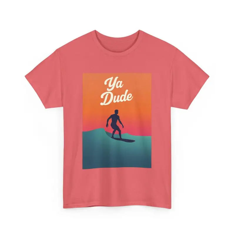 Ya Dude Surfing Tee in Brown Gray and Salmon for Beach Lovers - Ocean State Styles