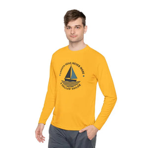 Yellow Long Sleeve Shirt With Sailboat Graphic For Active Lifestyle - Ocean State Styles