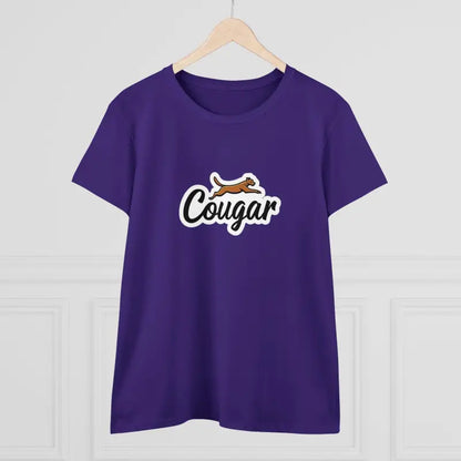 Purple Youre A Cougar Womens Midweight Cotton Tee Shirt featuring a cougar design