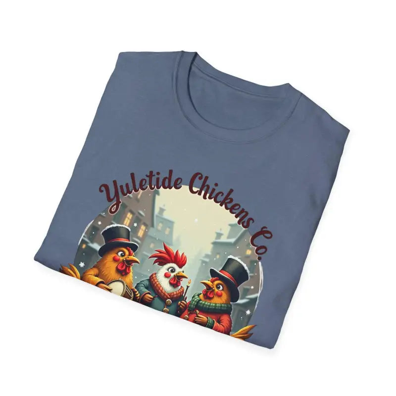 Yuletide Chicken Co T-Shirt with Cartoon Chickens Design - Ocean State Styles
