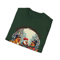 Yuletide Chicken Co T-Shirt with Cartoon Chickens Design - Ocean State Styles