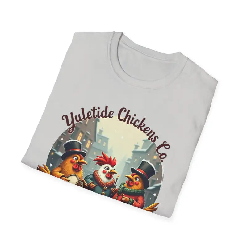 Yuletide Chicken Co T-Shirt with Cartoon Chickens Design - Ocean State Styles