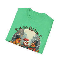Yuletide Chicken Co T-Shirt with Cartoon Chickens Design - Ocean State Styles