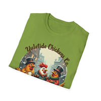 Yuletide Chicken Co T-Shirt with Cartoon Chickens Design - Ocean State Styles