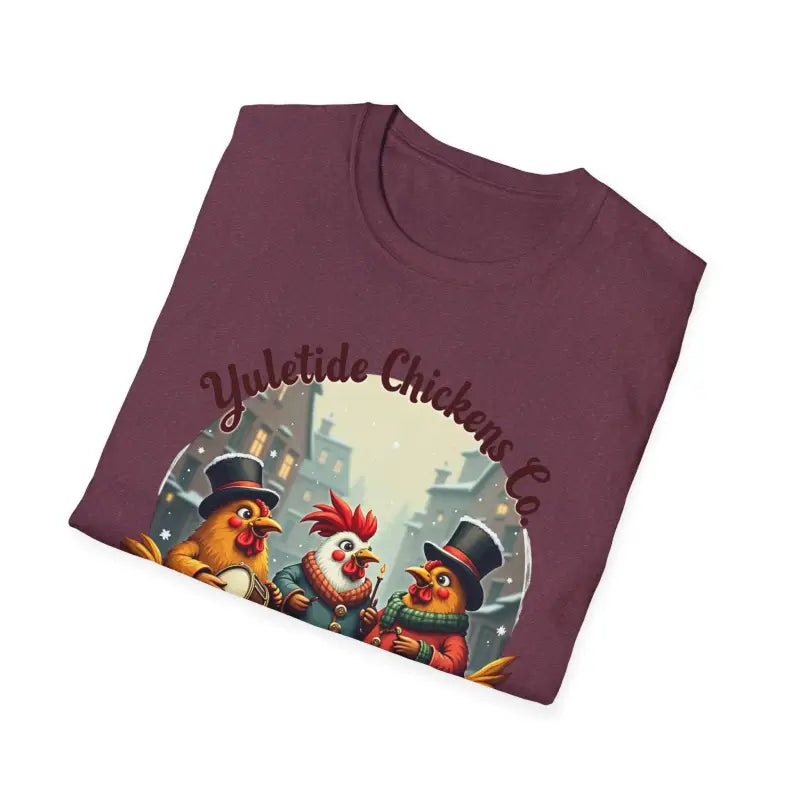 Yuletide Chicken Co T-Shirt with Cartoon Chickens Design - Ocean State Styles