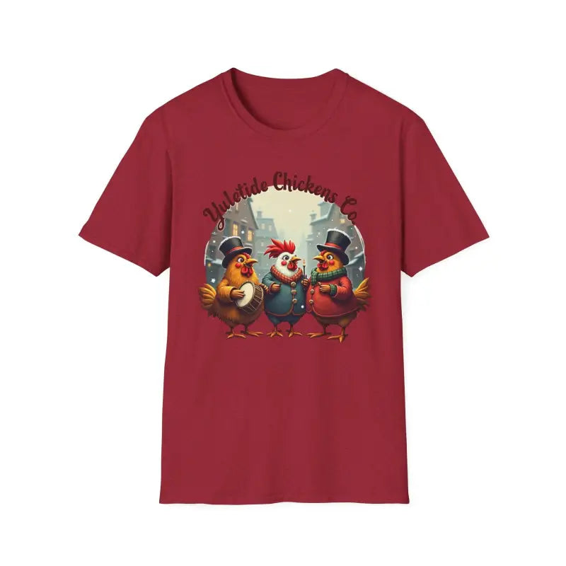 Yuletide Chicken Co T-Shirt with Cartoon Chickens Design - Ocean State Styles