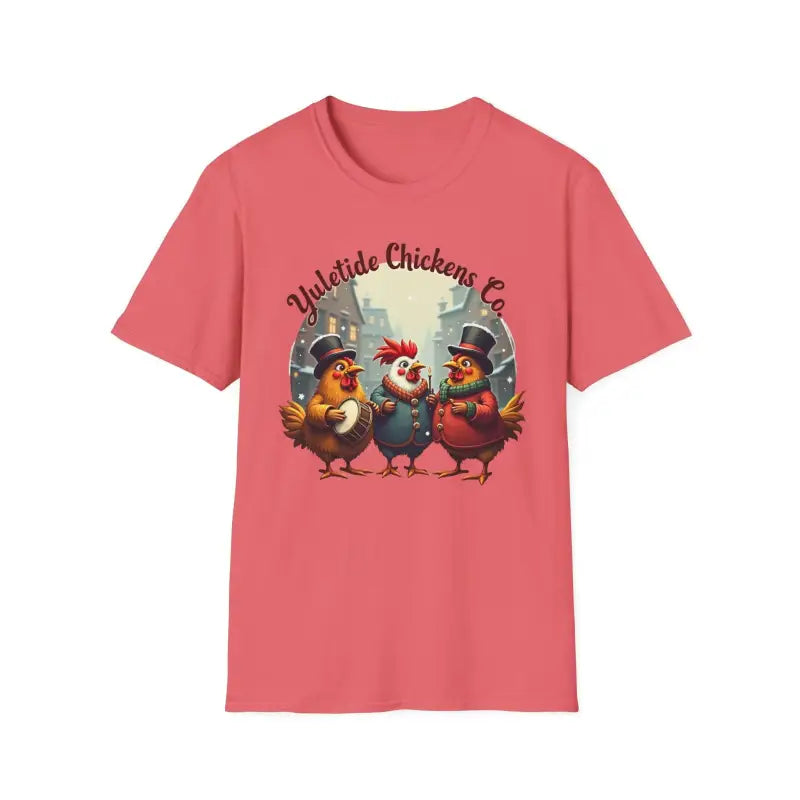 Yuletide Chicken Co T-Shirt with Cartoon Chickens Design - Ocean State Styles