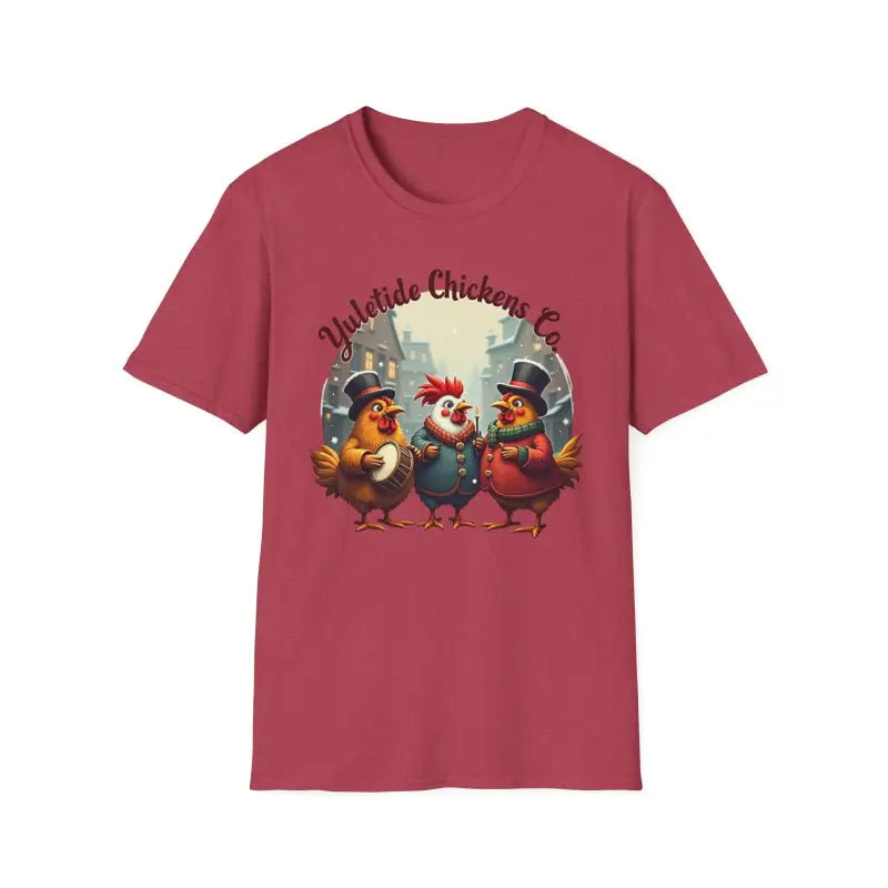 Yuletide Chicken Co T-Shirt with Cartoon Chickens Design - Ocean State Styles