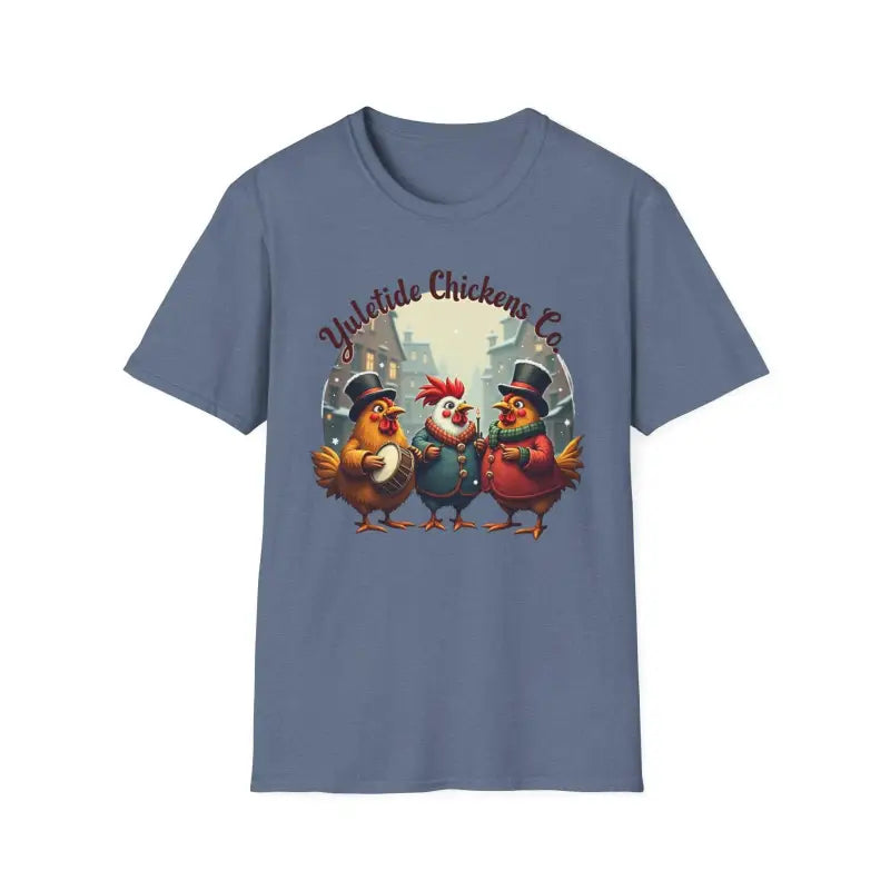 Yuletide Chicken Co T-Shirt with Cartoon Chickens Design - Ocean State Styles