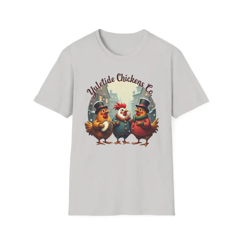 Yuletide Chicken Co T-Shirt with Cartoon Chickens Design - Ocean State Styles