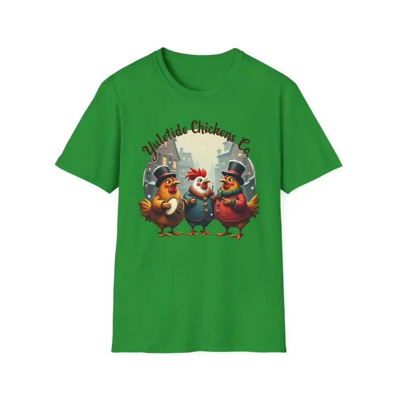 Yuletide Chicken Co T-Shirt with Cartoon Chickens Design - Ocean State Styles