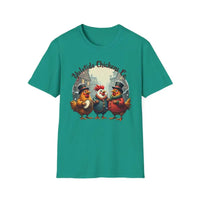 Yuletide Chicken Co T-Shirt with Cartoon Chickens Design - Ocean State Styles