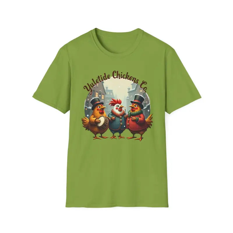 Yuletide Chicken Co T-Shirt with Cartoon Chickens Design - Ocean State Styles